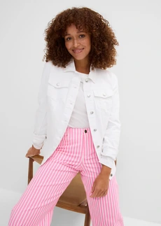 Twill broek in een elastische katoenmix • roze-wit verticaal gestreept • bonprix online shop
