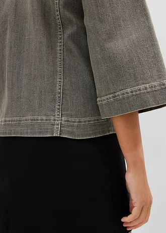 Veste en jean, manches 3/4 • olive used • Boutique bonprix