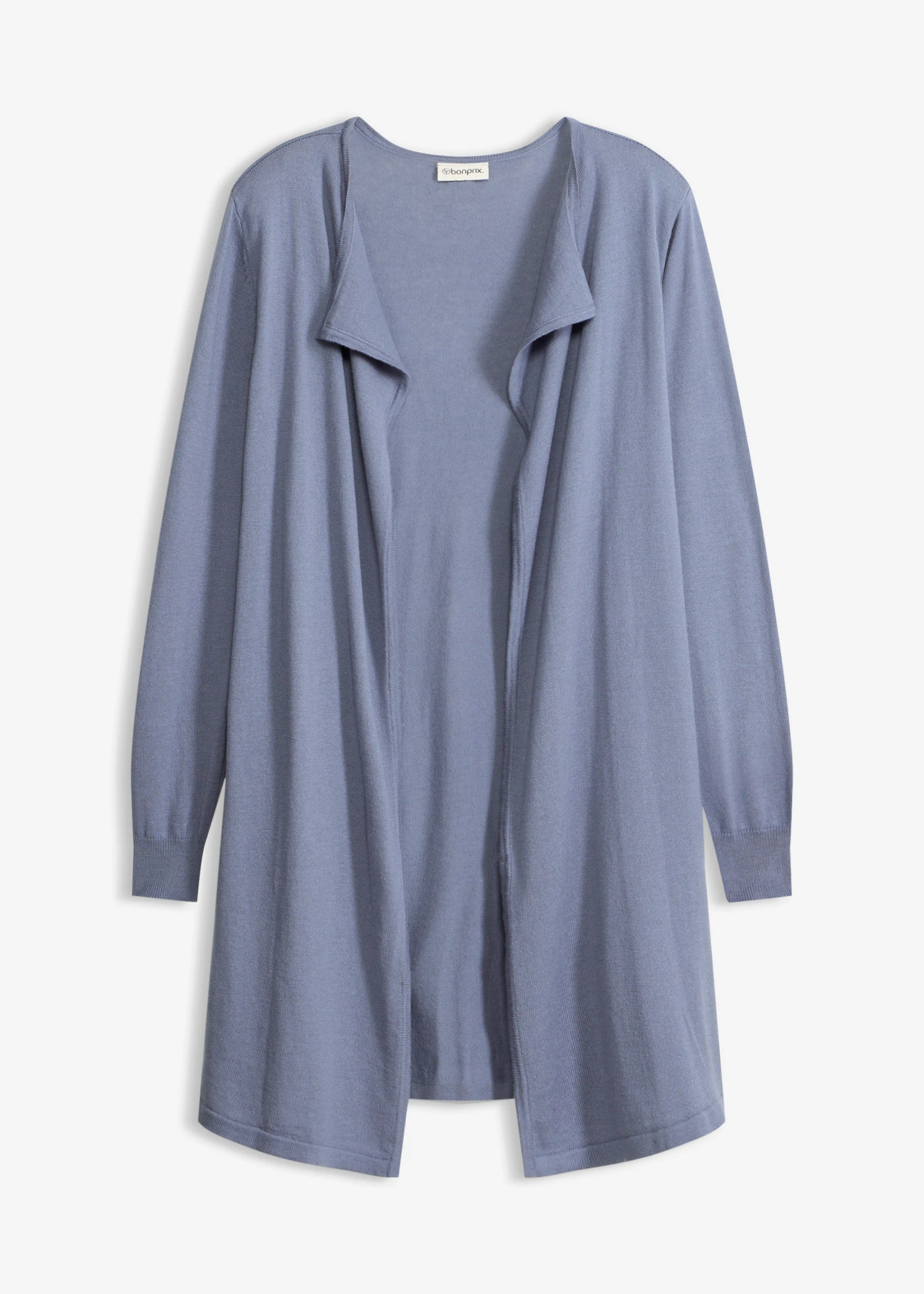 Long gilet en maille de coton mélangé • bleu fumé • Boutique bonprix