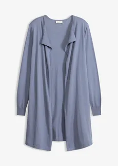 Long gilet en maille de coton mélangé • bleu fumé • Boutique bonprix