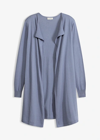 Pletený sveter, dlhý, s bavlnou • dymovo modrá • obchod bonprix