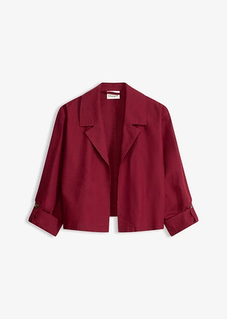 Blousejasje van een linnenmix, Kleur: esdoornrood