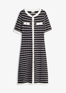 Gebreide viscose jurk met knopen • zwart-wolwit gestreept • bonprix online shop