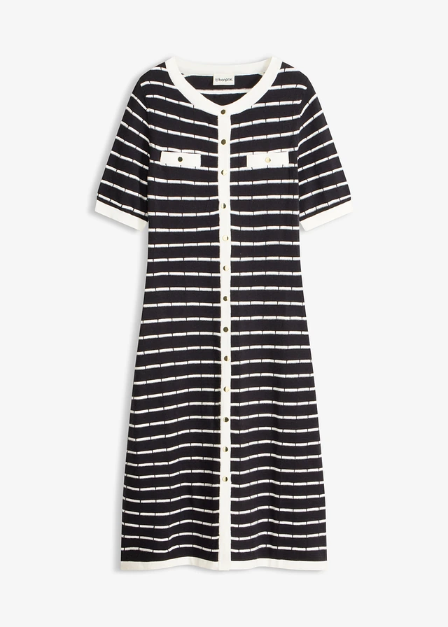 Rochie tricotată cu nasturi, din viscoză