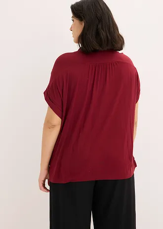 Úpletová halenka z měkké viskózové směsi, barva: rubínově červená