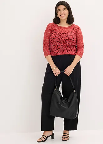 Getailleerd kanten shirt, Kleur: kersenrood