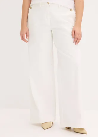 Pantalon large et extensible, Couleur: blanc
