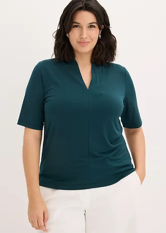 Shirt met een kelkkraag, Kleur: diepgroen