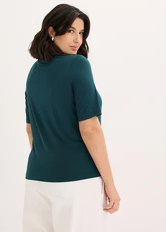 Shirt met een kelkkraag, Kleur: diepgroen