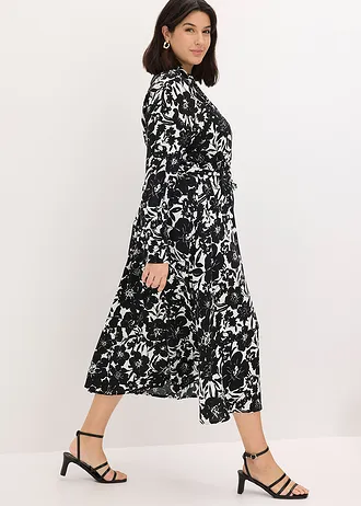 Robe-chemise en viscose, Couleur: noir-écru