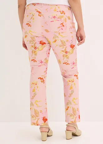 Stretchbroek met bloemenprint, Kleur: roze gebloemd