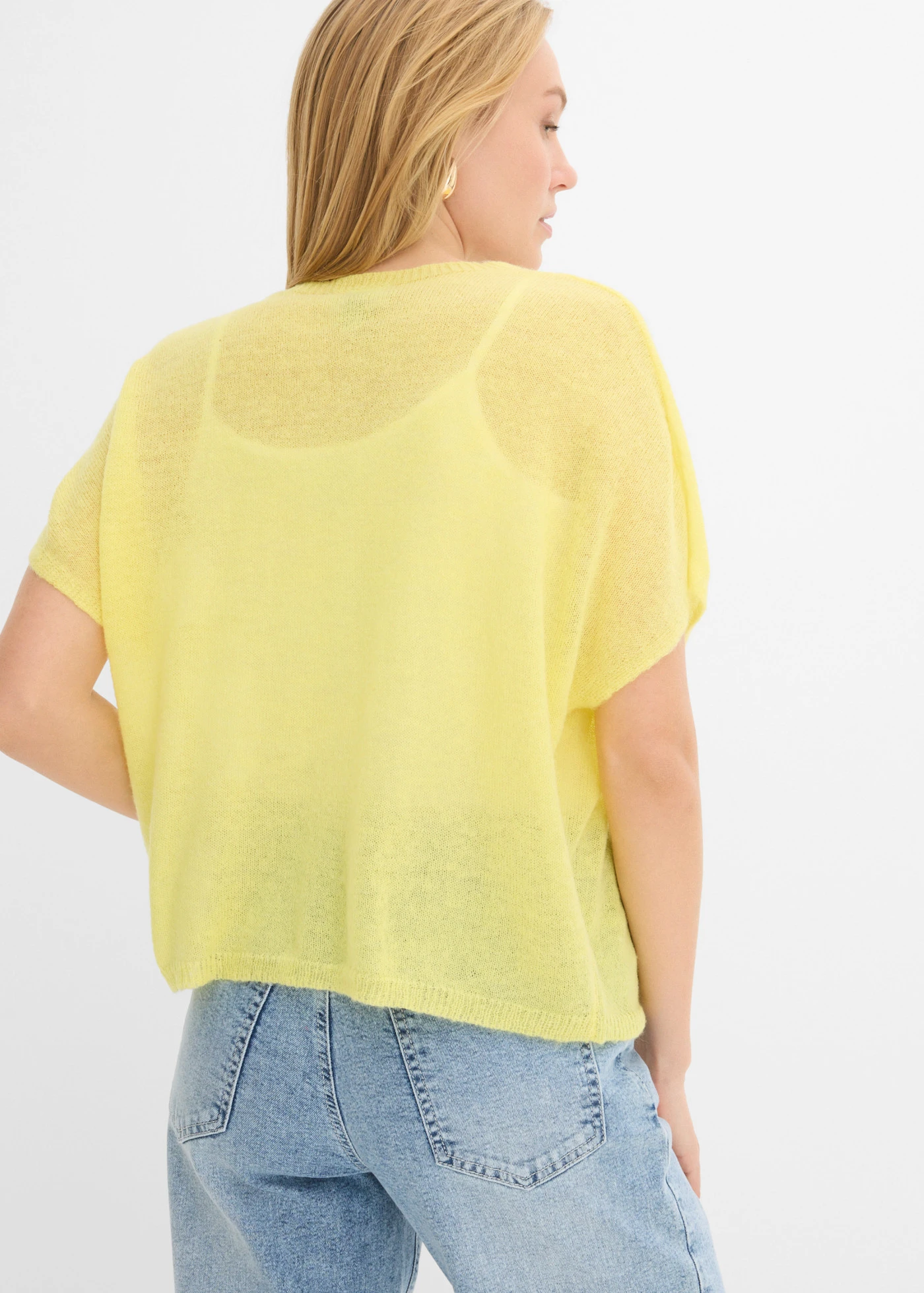 Cardigan oversize à manches courtes • citron pastel • Boutique bonprix