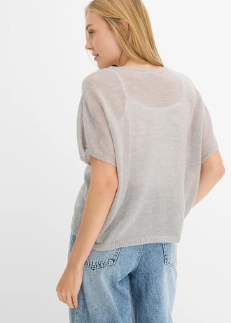 Oversized vest met korte mouwen, Kleur: lichtgrijs gemêleerd