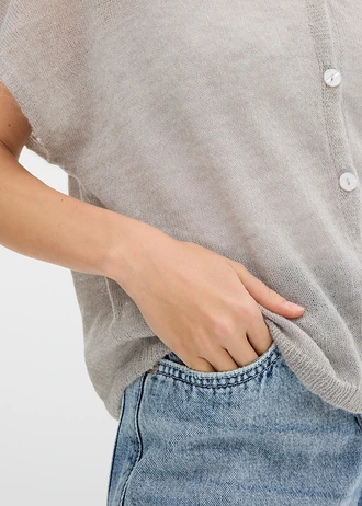 Oversize kardigan s krátkým rukávem • světle šedý melír • bonprix obchod