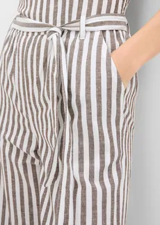 Combinaison coton et lin • marron foncé-blanc rayé • Boutique bonprix