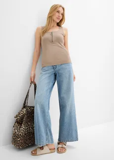 Top côtelé 100% coton • taupe • Boutique bonprix