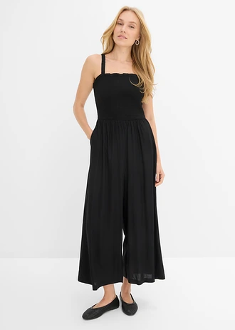 Jumpsuit van soepele viscose, Kleur: zwart