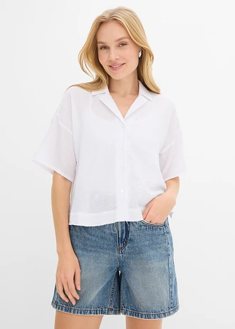 Bluză tip cămașă oversize • alb • magazin bonprix