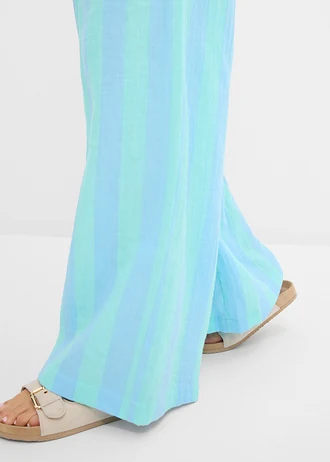 Broek van luchtige mousseline • poederblauw-aquablauw verticaal gestreept • bonprix online shop