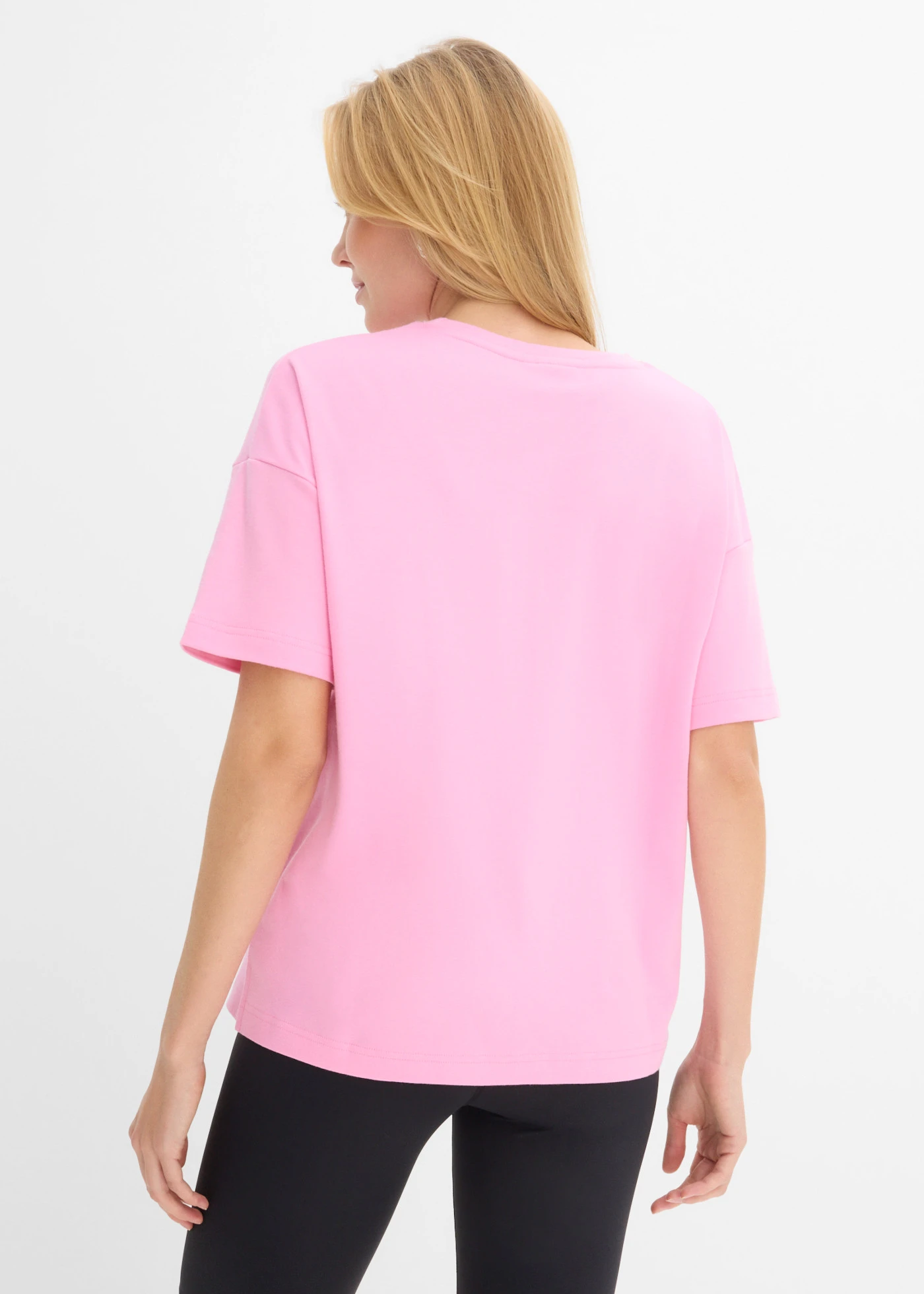 T-shirt oversize z czystej bawełny organicznej • jasnoróżowy z nadrukiem • sklep bonprix