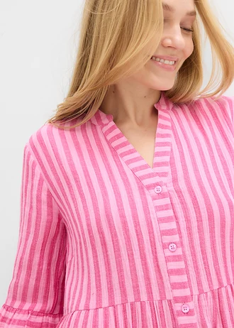 Tunika ruha szellős muszlin anyagból • rózsaszín-pinklady hosszában csíkos • bonprix áruház