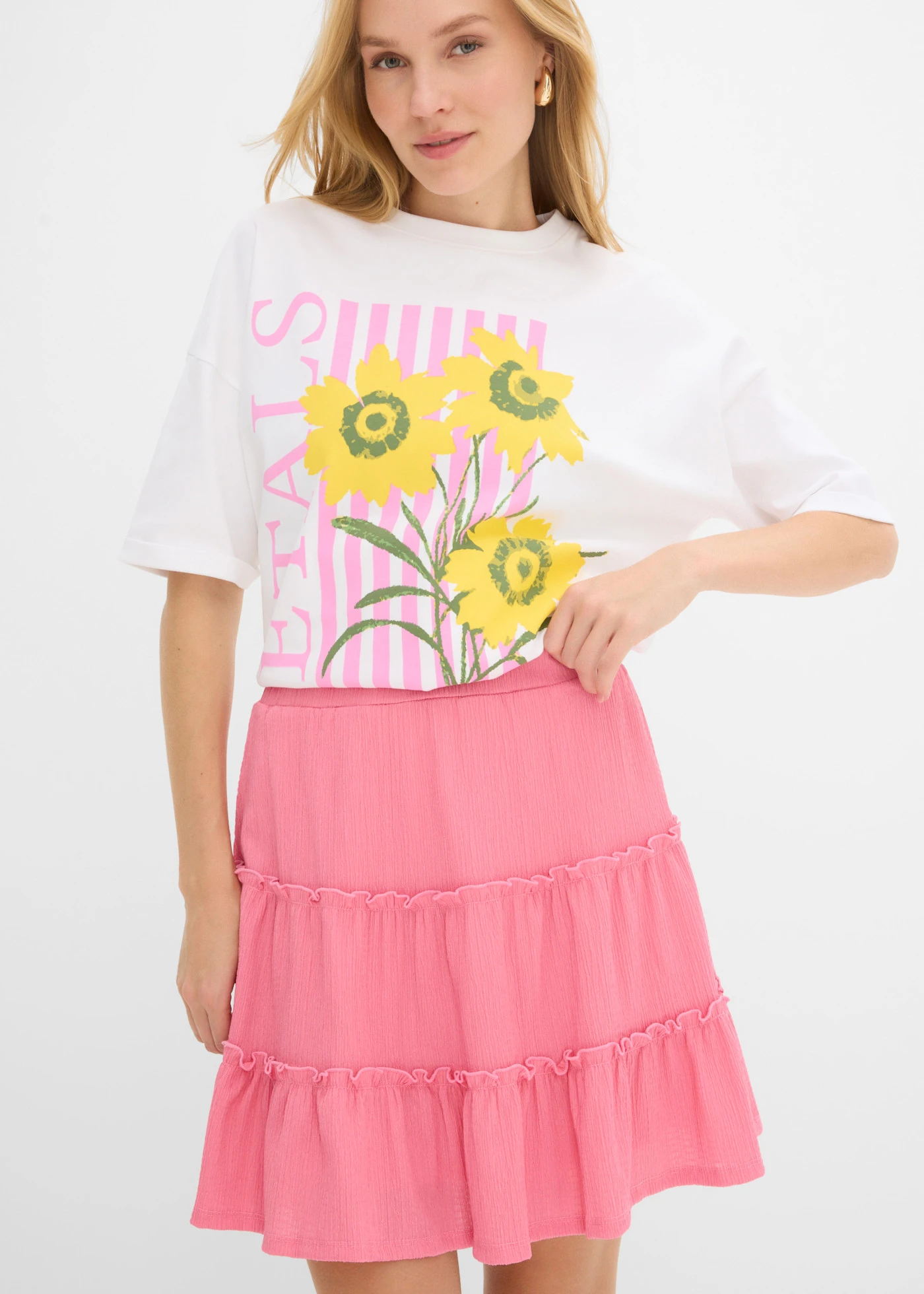 Mini-jupe 100% coton • rose vif • Boutique bonprix