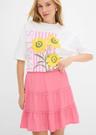 Spódnica mini z czystej bawełny organicznej • soczysty jasnoróżowy • sklep bonprix