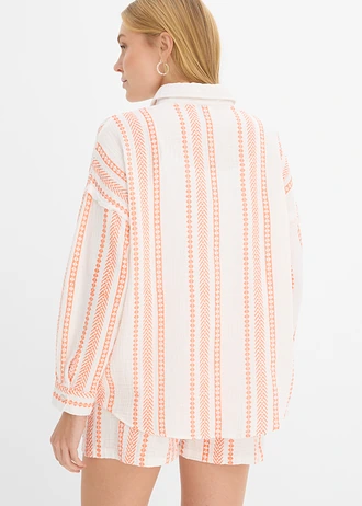 Overhemdblouse van luchtige mousseline • wit-zalmkleur met print • bonprix online shop