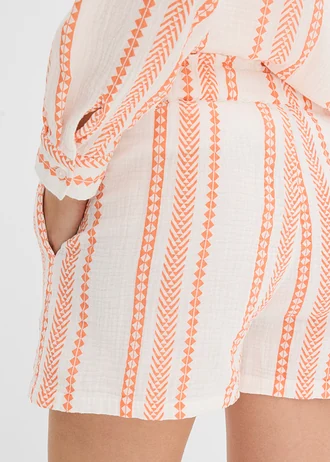 Short van luchtige mousseline • wit-zalmkleur met print • bonprix online shop