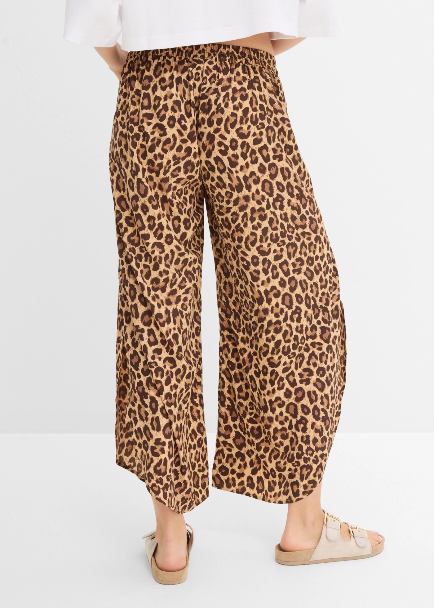Pantalon palazzo fendu en bas • cappuccino-marron foncé léopard • Boutique bonprix