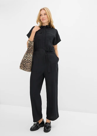 Combinaison en lyocell fluide, Couleur: noir