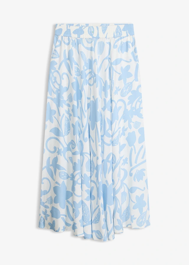 Jupe longue en viscose fluide • écru-bleu clair floral • Boutique bonprix