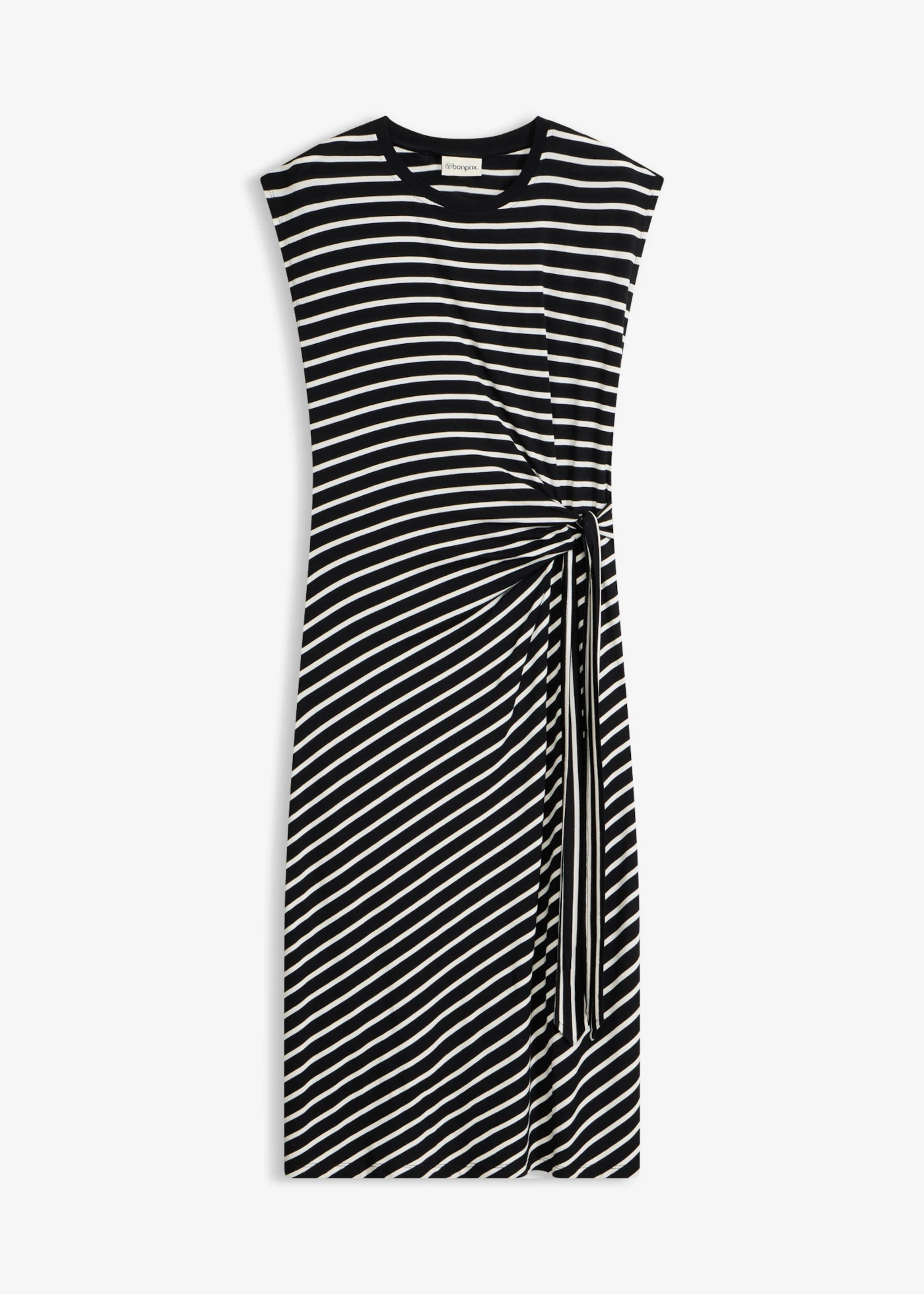 Robe en jersey drapée • noir-écru rayé • Boutique bonprix