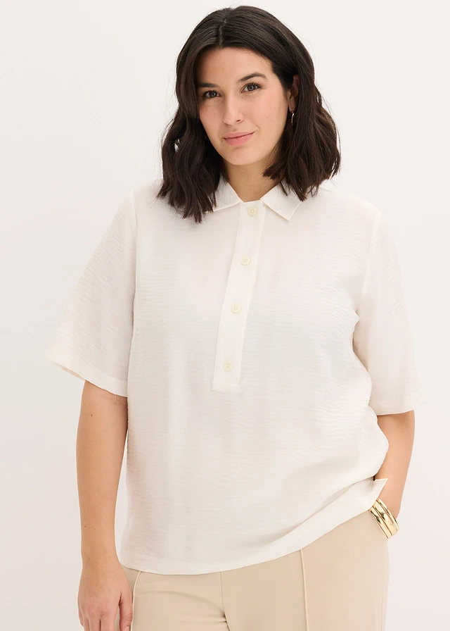 Blouse longue légèrement transparente, Couleur: écru