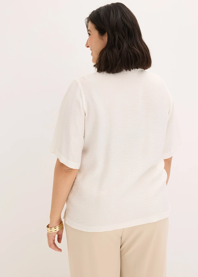 Blouse longue légèrement transparente, Couleur: écru