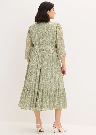 Overhemdjurk van chiffon, Kleur: lichtgroen gebloemd