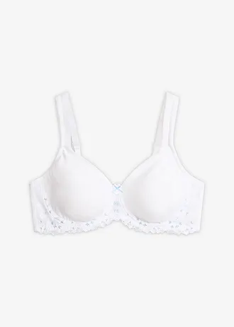 Soutien-gorge minimiseur à broderies, Couleur: blanc + bleu clair