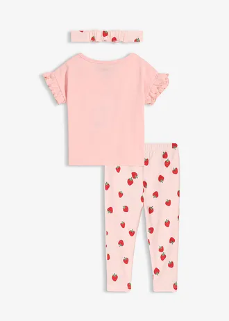 Póló, legging, kiegészítő bio-pamutból (3-részes szett) • cukorka rózsaszín+gyöngy rózsaszín mintás • bonprix áruház