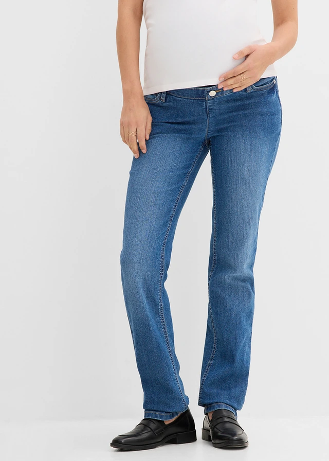 Jean de grossesse, coupe droite, Couleur: bleu denim