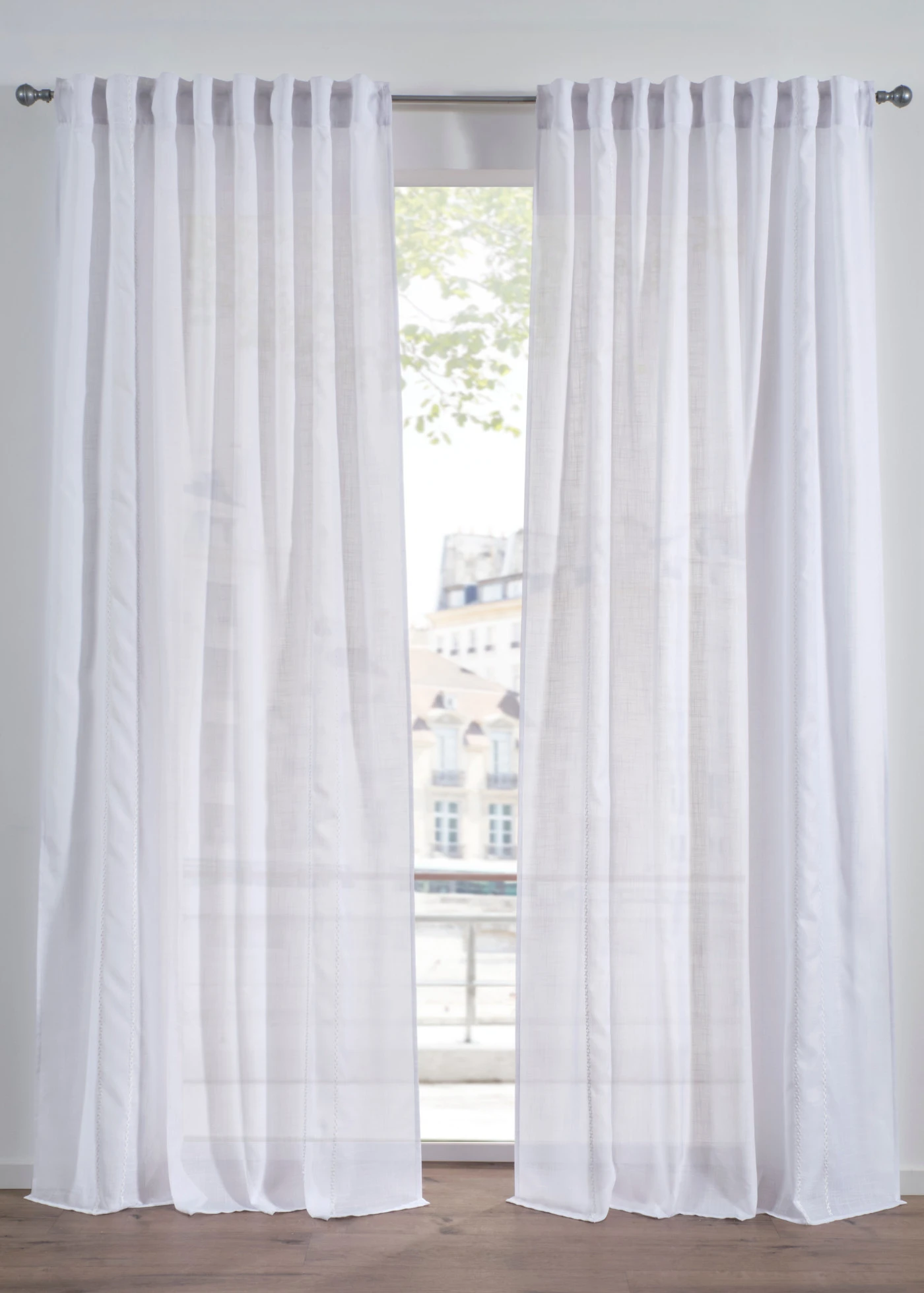 Gordijn met borduursel (1 stuk) • wit • bonprix online shop