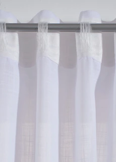 Voilage à rayures brodées (1 pce), Couleur: blanc