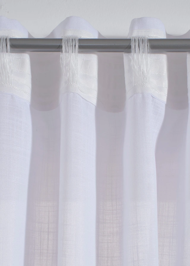 Gordijn met borduursel (1 stuk), Kleur: wit