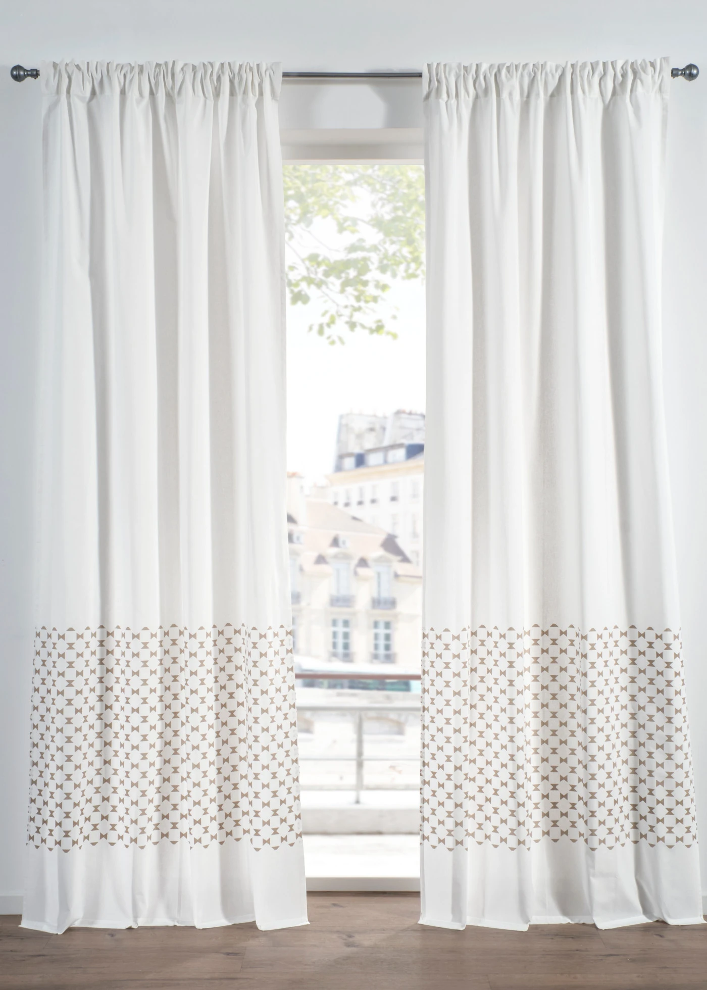 Rideau en coton (1 pce) • écru-marron clair • Boutique bonprix