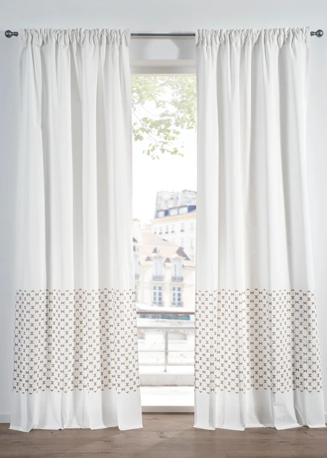 Függöny bio-pamutból (1 db) • fehér világosbarna • bonprix áruház