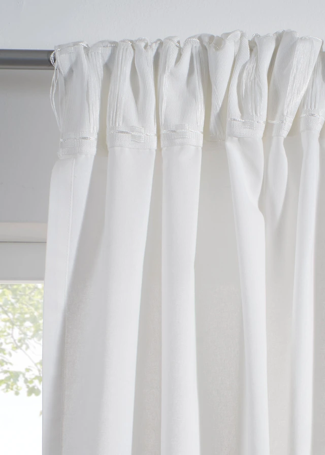 Gordijn van biologisch katoen (1 stuk), Kleur: off white-lichtbruin