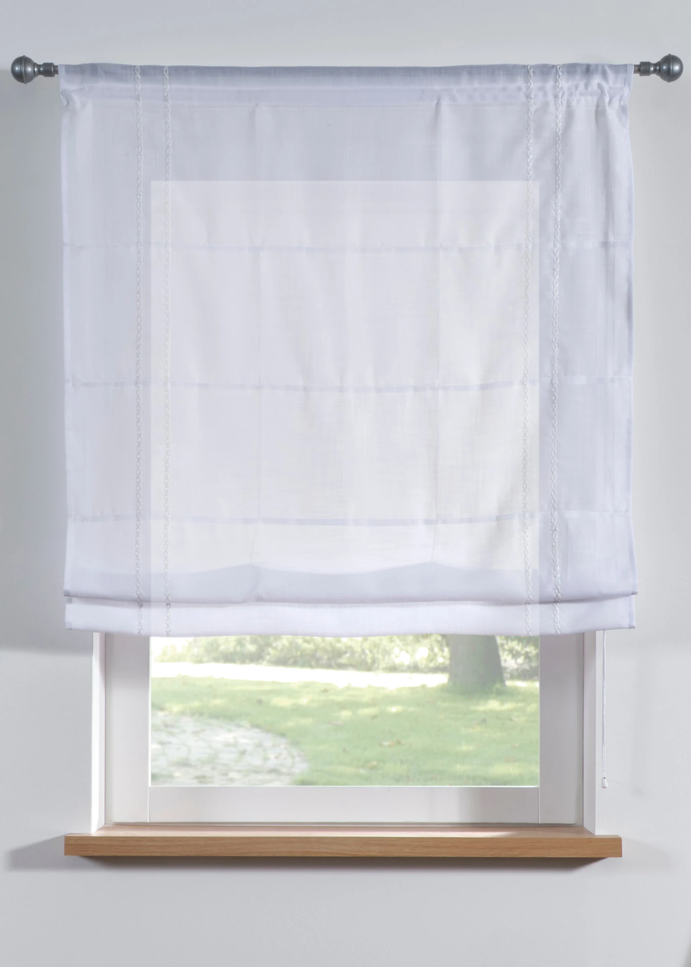 Vouwgordijn met borduursel, verkrijgbaar in vele maten • wit • bonprix online shop