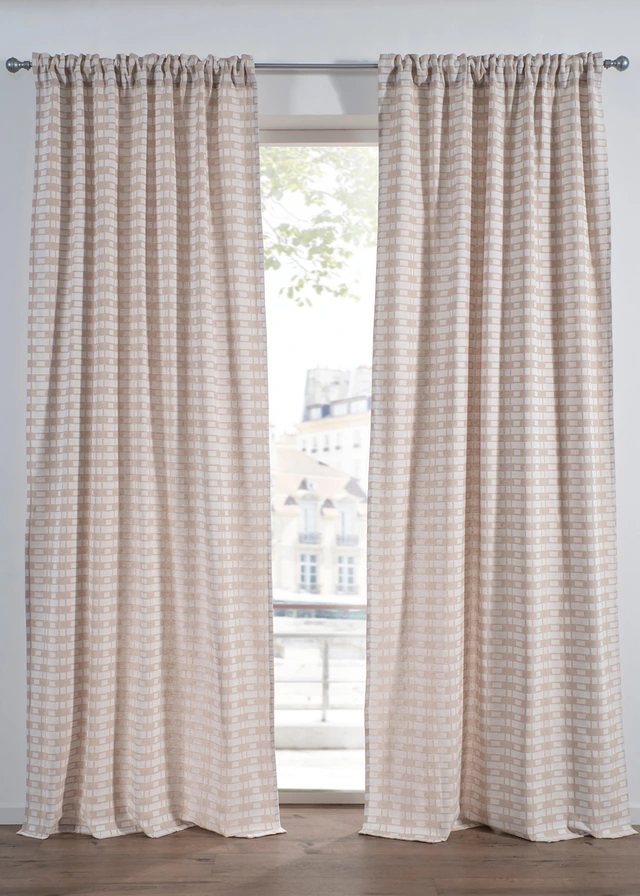 Jacquard gordijn van biologisch katoen (1 stuk), Kleur: ecru