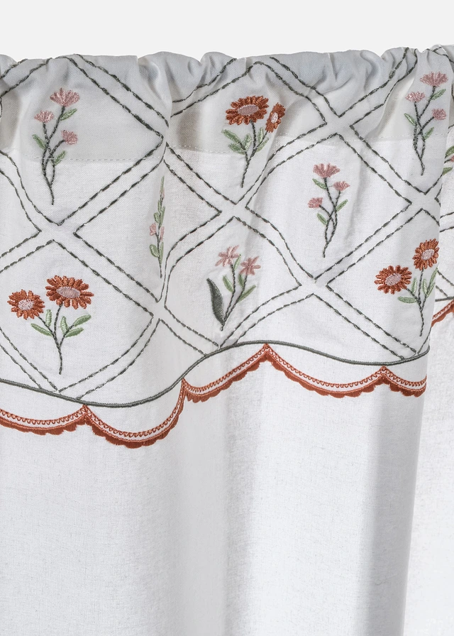 Valletje met borduursel van biologisch katoen, Kleur: beige-roze-groen