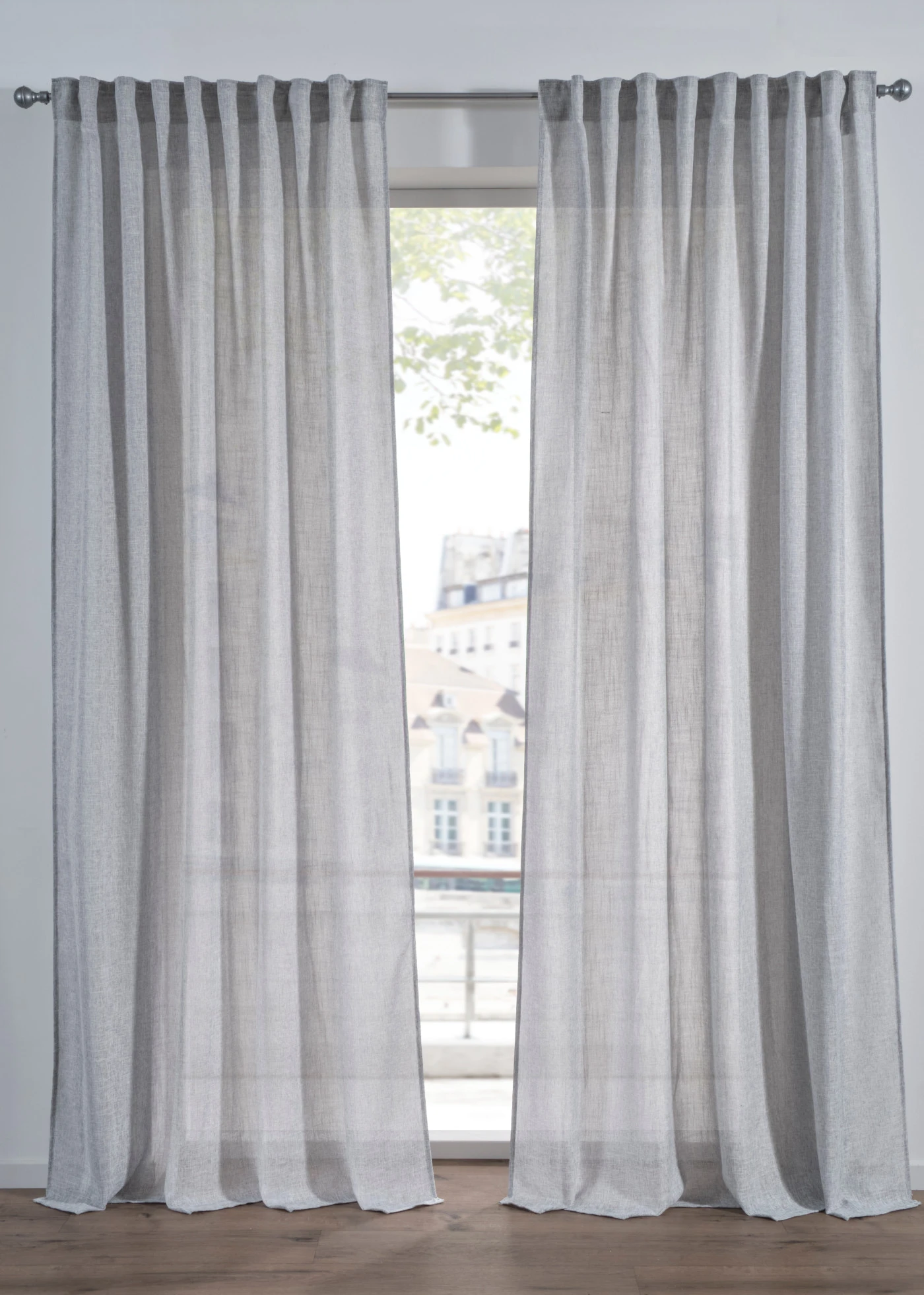 Perdea cu aspect de in (1 buc.) • gri deschis • magazin bonprix