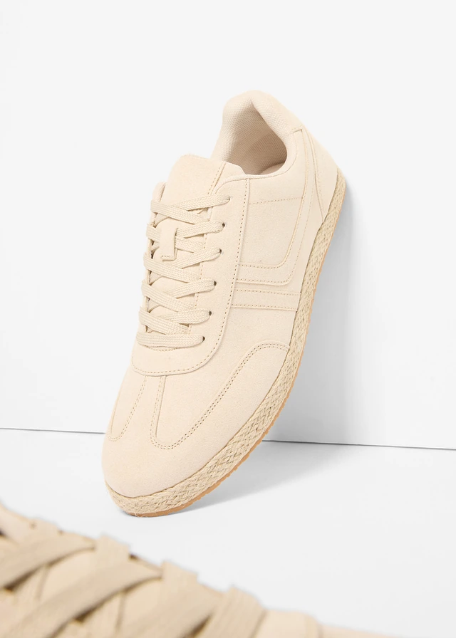 Sneakers met loopzool in raffia-look • lichtsand • product-page.page-title-suffix